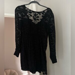 Xs short black sheer floral print dress